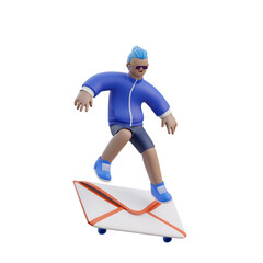 3D man Playing a Skateboard