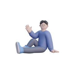 3D Man Sit and wave