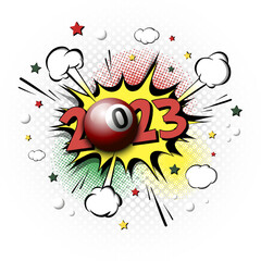 Happy New Year 2023 and billiard ball