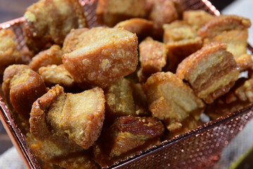 pork crackling fried and crispy pururuca typical Brazilian food