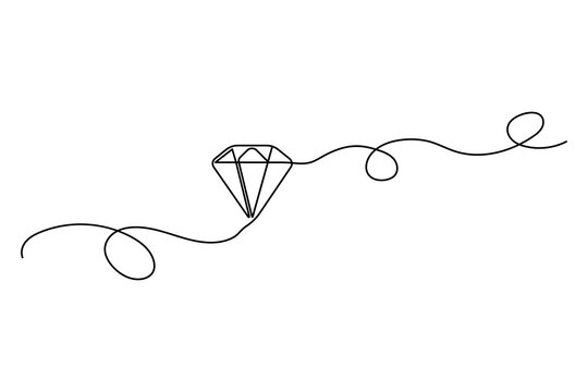 diamond lines. Contour icon. Single line. Jewelry gemstone. Vector illustration. stock image. EPS 10.
