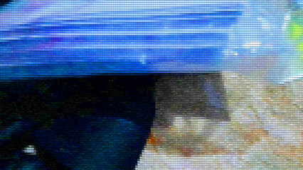 Abstract patchwork background with the main composition of black, white, and light blue.