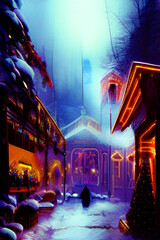 Obraz premium night city street