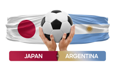 Japan vs Argentina national teams soccer football match competition concept.