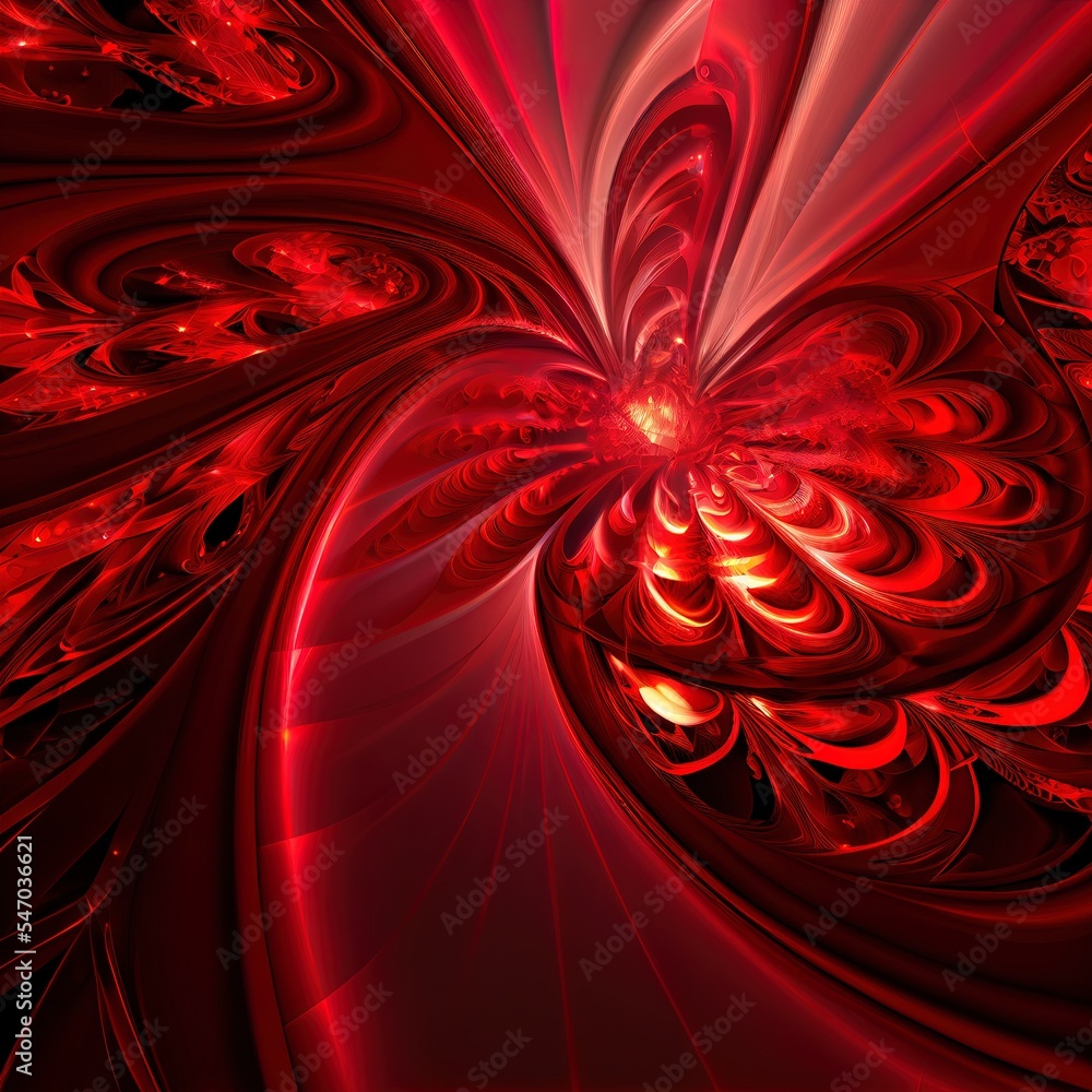 Poster 3D rendering abstract red fractal light background