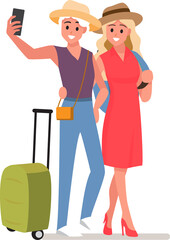 Happy group of teen and Family traveler
.Vector illustration cartoon character.