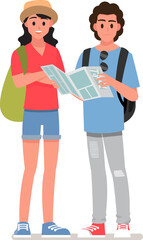 Fototapeta premium Happy group of teen and Family traveler .Vector illustration cartoon character.