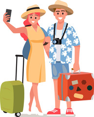 Happy group of teen and Family traveler
.Vector illustration cartoon character.