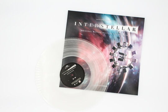 Interstellar Original Motion Picture Soundtrack is the soundtrack album composed by Hans Zimmer directed by Christopher Nolan on vinyl record album cover. Taken in Miami, FL on July 15, 2022.