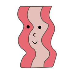 Fried Bacon Breakfast Food Illustration Cartoon 