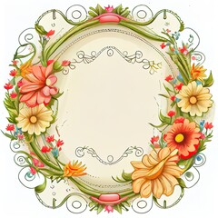 Vintage frame with a circular style with flowers