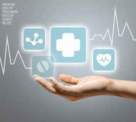 Businessman hands holds set of medical images