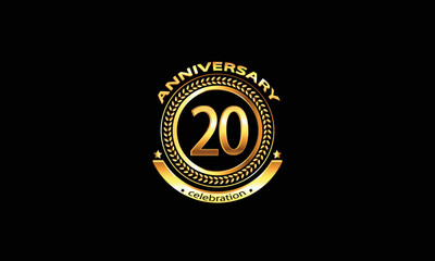 20 anniversary celebration. 20th anniversary celebration. 20 year anniversary celebration logo with black background.