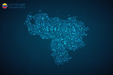 Map of Venezuela modern design with abstract digital technology mesh polygonal shapes on dark blue background. Vector Illustration Eps 10.