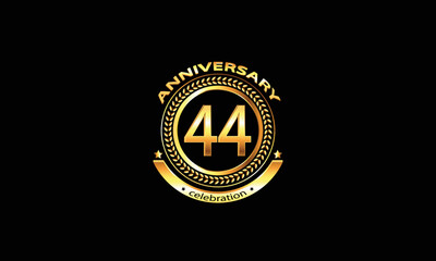 44 anniversary celebration. 44th anniversary celebration. 44 year anniversary celebration logo with black background.