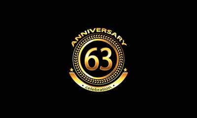 63 anniversary celebration. 63rd anniversary celebration. 63 year anniversary celebration logo with black background.