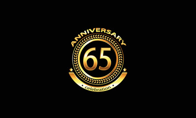 Fototapeta premium 65 anniversary celebration. 65th anniversary celebration. 65 year anniversary celebration logo with black background.