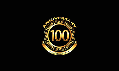 100 anniversary celebration. 100th anniversary celebration. 100 year anniversary celebration logo with black background.