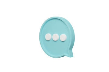 3d rendering blue chat bubble icon. stylze dialogue symbol isolate
