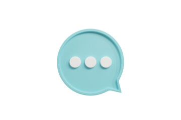 3d rendering blue chat bubble icon. stylze dialogue symbol isolate