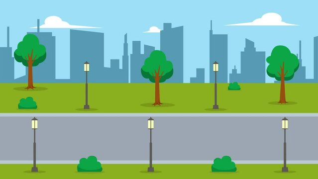 Highway with silhouette background of skyscraper