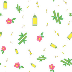 seamless repeat pattern with cute lanterns, bamboo sticks and pink flowers perfect for fabric, scrap booking, wallpaper, gift wrap projects

