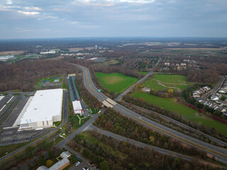 Aerial Drone of Sunrise in East Windsor NJ