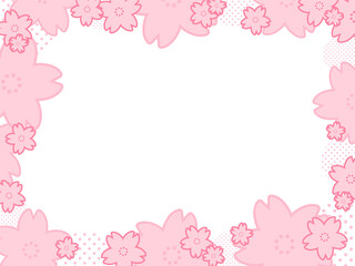 背景素材 フレーム 桜 春 ピンク色 透過PNG