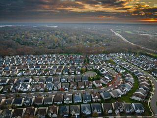 Aerial Drone of Sunrise in East Windsor NJ