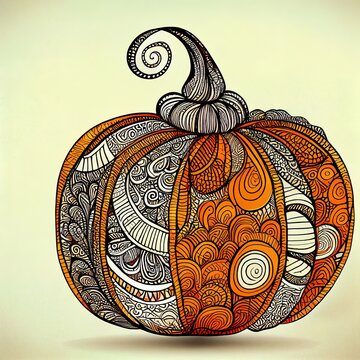 illustration of Pumpkin zentangle arts .