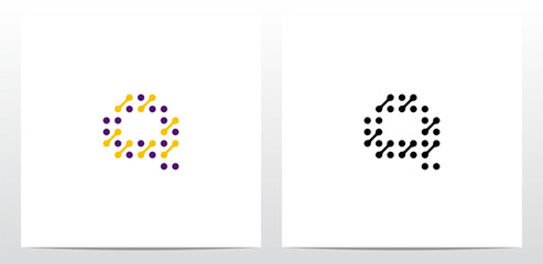 Dots Conected Diagonal Lines Letter Logo Design Q