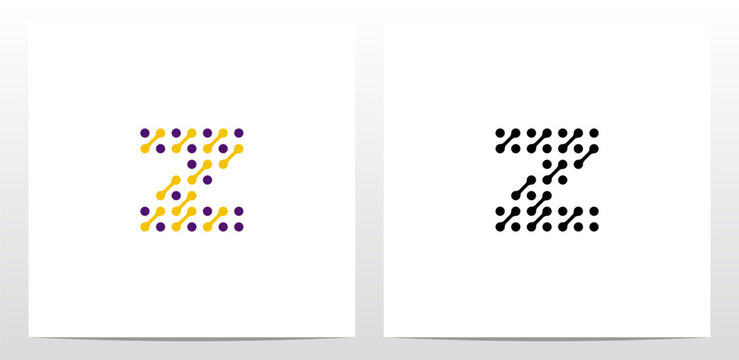 Dots Conected Diagonal Lines Letter Logo Design Z