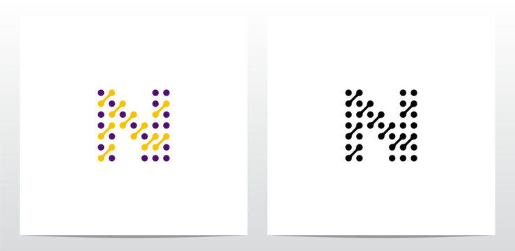 Dots Conected Diagonal Lines Letter Logo Design N