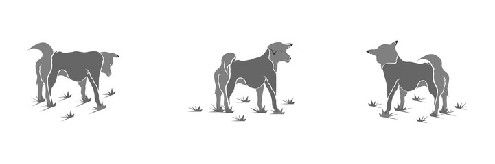 Gray cartoon dog isolated vector illustration