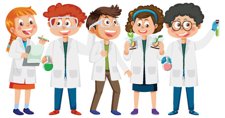 Obraz premium Kids wearing lab coats