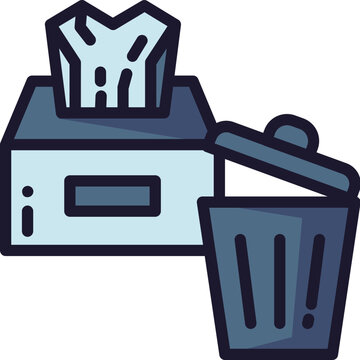 tissue and trash bin icon