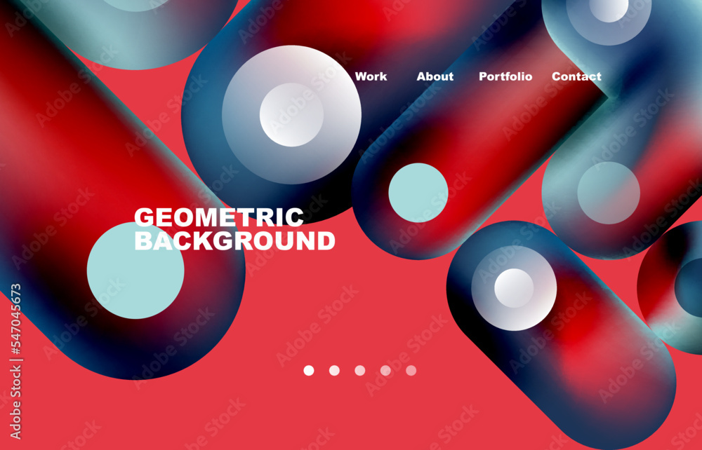 Wall mural website landing page abstract geometric background. circles and round shapes. web page for website o