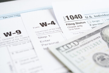 Tax form 1040 U.S. Individual Income Tax Return, business finance concept.