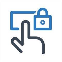 Fingerprint lock icon, touch password lock icon. Vector and glyph