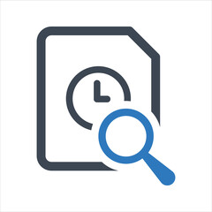 Search history icon. Document search icon. Vector and glyph
