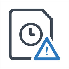 Document warning icon. Warning time icon. Vector and glyph