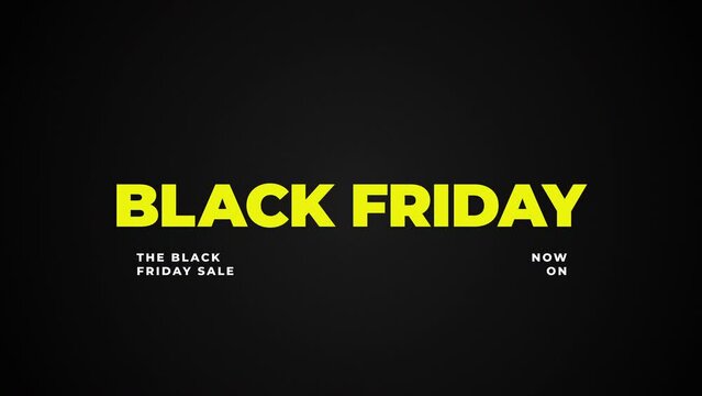Black Friday sale graphic animation. A minimal glitch effect and shape animation distorting a large yellow title block.