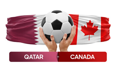 Qatar vs Canada national teams soccer football match competition concept.