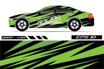 Obraz na płótnie Canvas Car sticker wrap design vector. Graphic abstract line racing background kit design for vehicle, race car, rally, adventure