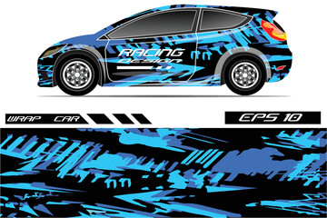 Car sticker wrap design vector. Graphic abstract line racing background kit design for vehicle, race car, rally, adventure