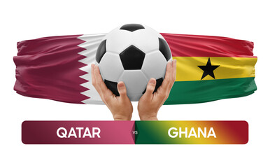 Qatar vs Ghana national teams soccer football match competition concept.