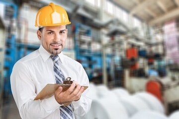 Industrial worker engineer controlling work