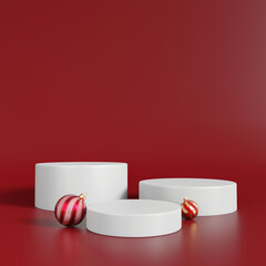 Christmas display podium minimal for product backdrop. 3d rendering.