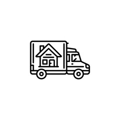 moving house vector icon. real estate icon outline style. perfect use for logo, presentation, website, and more. simple modern icon design line style