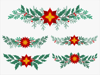 Naklejka na ściany i meble Christmas Flower Arrangement Illustration Set
